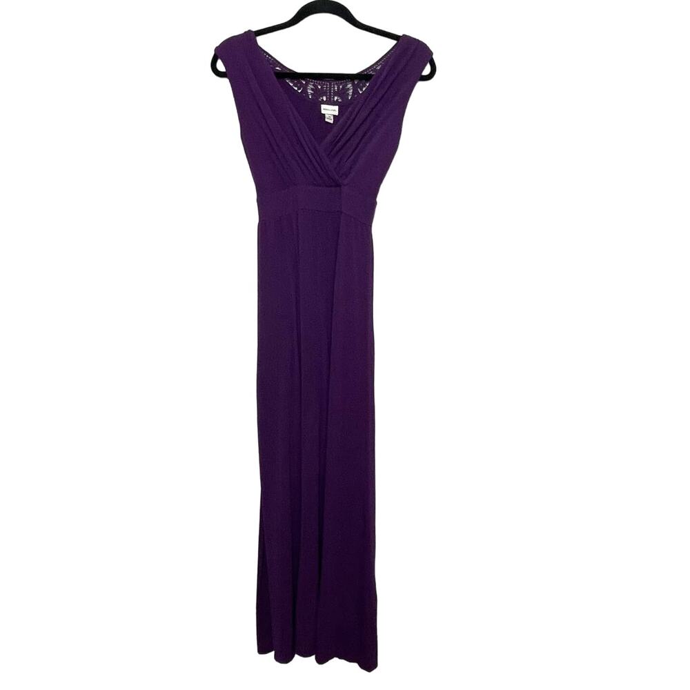 Merona Dress Maxi Sleeveless Lace Surplice Neckline Empire Waist Purple Size XS